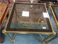 Small brass, glass top table