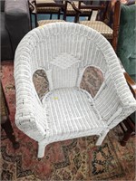 White painted wicker bedroom chair