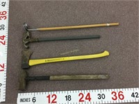 Sledgehammer, axe, magnet, conduit bender