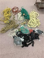 All kinds of rope, seat belts and shoulder harness