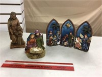 Nativity sets and St, Anne figure