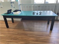Table with blue top 3' x 8'