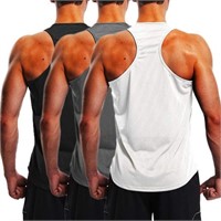 3-Pk ZENGVEE Men's XL Gym Tank Tops Y-Back Muscle
