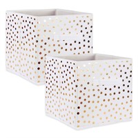 DII Nonwoven Polyester Cube Small Dots White/Gold