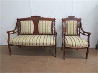 EASTLAKE STYLE SETTEE W/ MATCHING ARMCHAIR