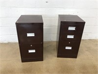 Pair of Brown Painted File Cabinets