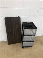 Plastic Storage Bin and Small Folding Table