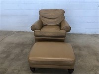 Leather Armchair and Ottoman