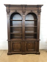 2 Piece Ornate Bookshelf with Arched Openings