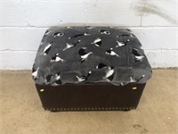Leather and Upholstered Storage Ottoman