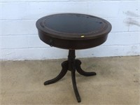 Mahogany Drum Table with Leather Top