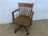 Vintage Oak Rolling Desk Chair
