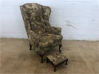 Upholstered Wingback Queen Anne Style Chair