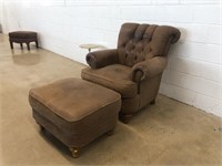 Nubuck Leather Chair with Ottoman