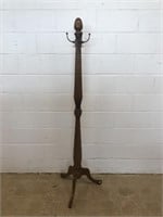 Wooden Clothes Tree with Brass Hooks