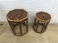 Pair of Bamboo Octagon Shaped Plant Stands