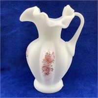 * Fenton White Satin Vase-Labeled & Signed By The