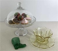 * Antique Cake Stand With Fake Pastries Under