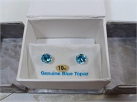 Genuine Blue Topaz Earrings (10kt)