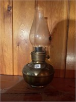 Antique Oil Lamp with Brass Base