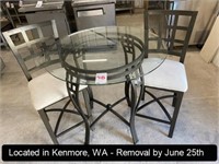 36"D X 36-1/2"H GLASS TOP TABLE W/(2) BAR CHAIRS