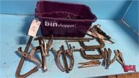 Tub of Tools, C Clamps, Tie Strap, vice Grips,