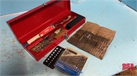 Box of Drill Bits, Brace and Bit Chucks