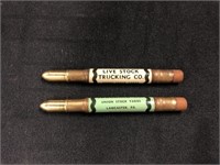 (2) Union Stockyard Advertising Bullet Pencils