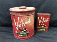 (2) Velvet Tobacco Tins