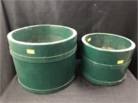 (2) Banded Wooden Buckets