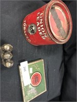 (2) Tobacco Tins, Souvenir Monkey Paperweight
