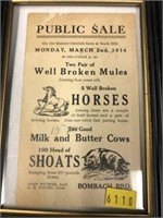 Public Auction 1914 Advertisement