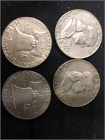 (4) Franklin Silver Half Dollars