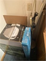 Portable satellite TV system, light, 2 blinds and