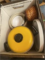 Cookware, strainer and assorted items