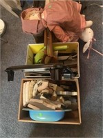 Dolls, hand vacs, wooden craft items and assorted