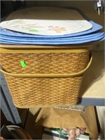 Picnic basket, placemats and oil clothes