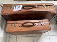 (2) Vintage Leather Suitcases