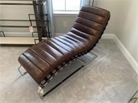 BROWN "LEATHER" CHAISE