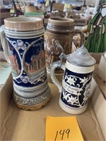 LOT OF 3 STEINS / ONE IS A MUSIC BOX, ONE IS A