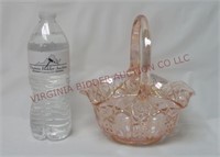 Smith Glass Quintec Pink Carnival Glass Basket