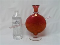 Blown Glass Flask Style Bottle Vase ~ 9" tall