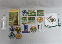 Boy Scout Fieldbook, Scarf & (15) Patches