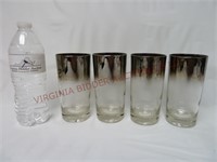 Mid Century Silver Fade Highball Glasses Tumblers