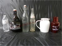 Various Bottles, Pitcher & Longhorn Drink Mixer