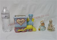 Napco Train Planter, Trinket Box & Lefton Figurine