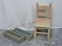 Solid Wood Toddler Chair & 2 Boxes