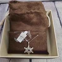 New Sterling Diamond Snowflake Necklace