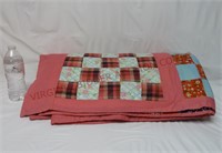 Vintage Machine Sewn Reversible Blanket ~ 82"x88"