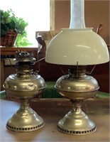 Two antique kerosene lamps one complete